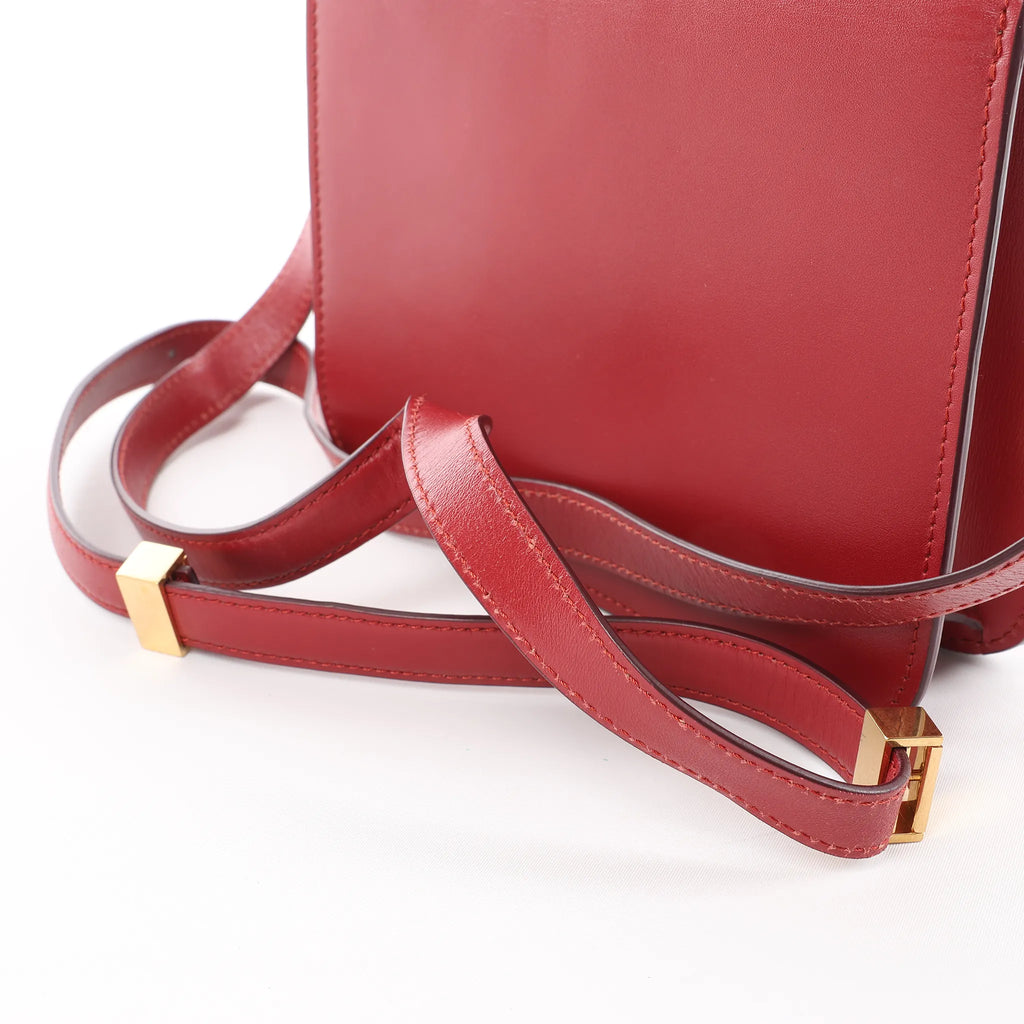 CELINE Classic Box Small Leather Crossbody Bag in Red