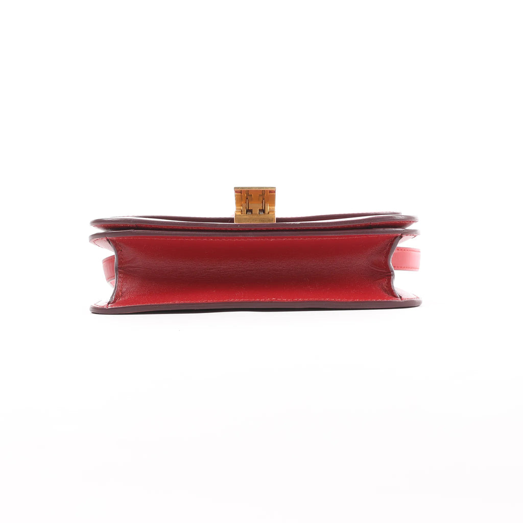 CELINE Classic Box Small Leather Crossbody Bag in Red