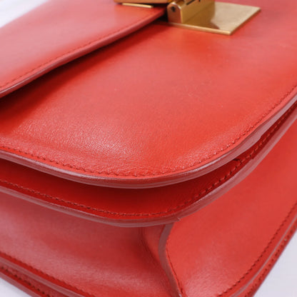 CELINE Classic Box Medium Leather Shoulder Bag in Red