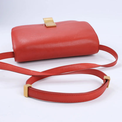 CELINE Classic Box Medium Leather Shoulder Bag in Red