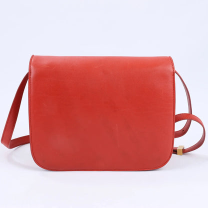 CELINE Classic Box Medium Leather Shoulder Bag in Red