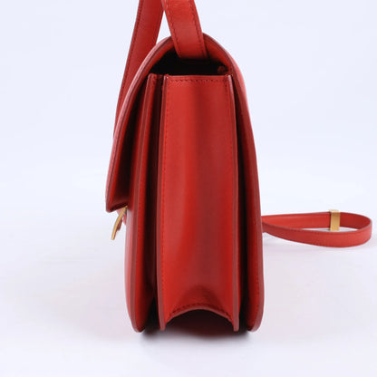 CELINE Classic Box Medium Leather Shoulder Bag in Red