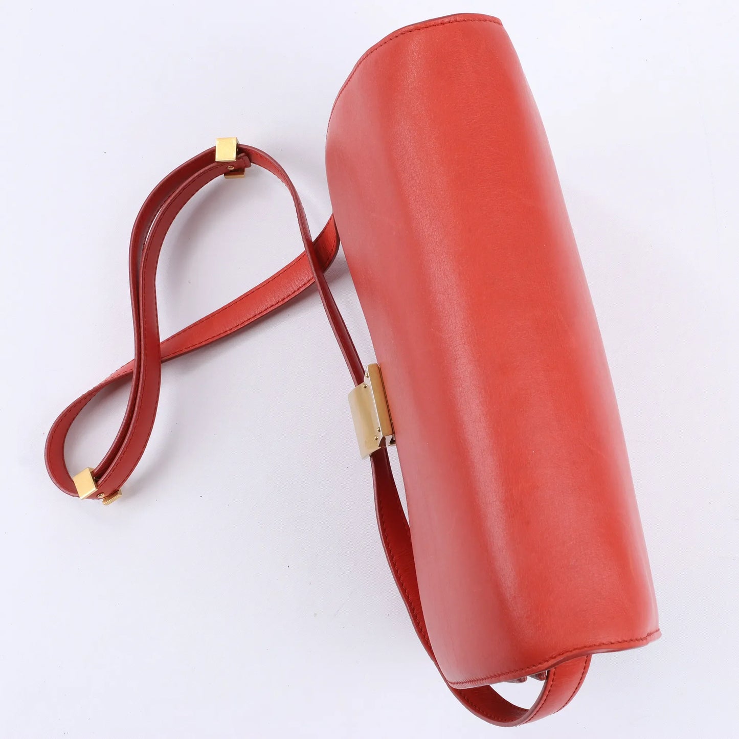 CELINE Classic Box Medium Leather Shoulder Bag in Red