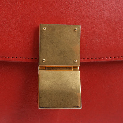 CELINE Classic Box Medium Leather Shoulder Bag in Red