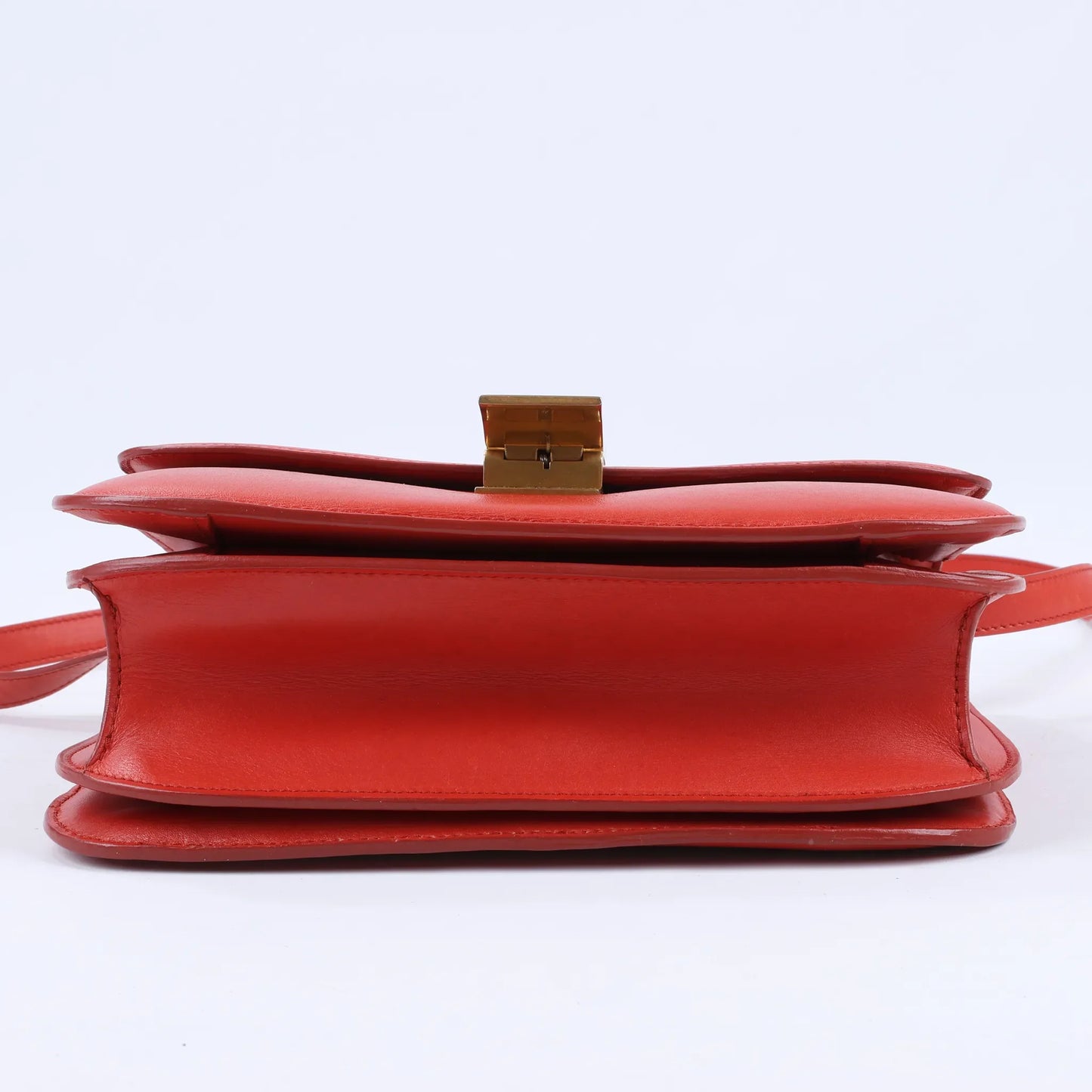 CELINE Classic Box Medium Leather Shoulder Bag in Red