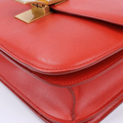 CELINE Classic Box Medium Leather Shoulder Bag in Red