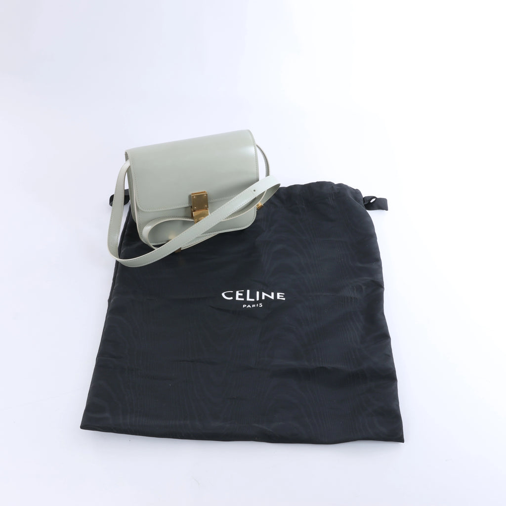 Celine Classic Box Small Leather Shoulder Bag in Green