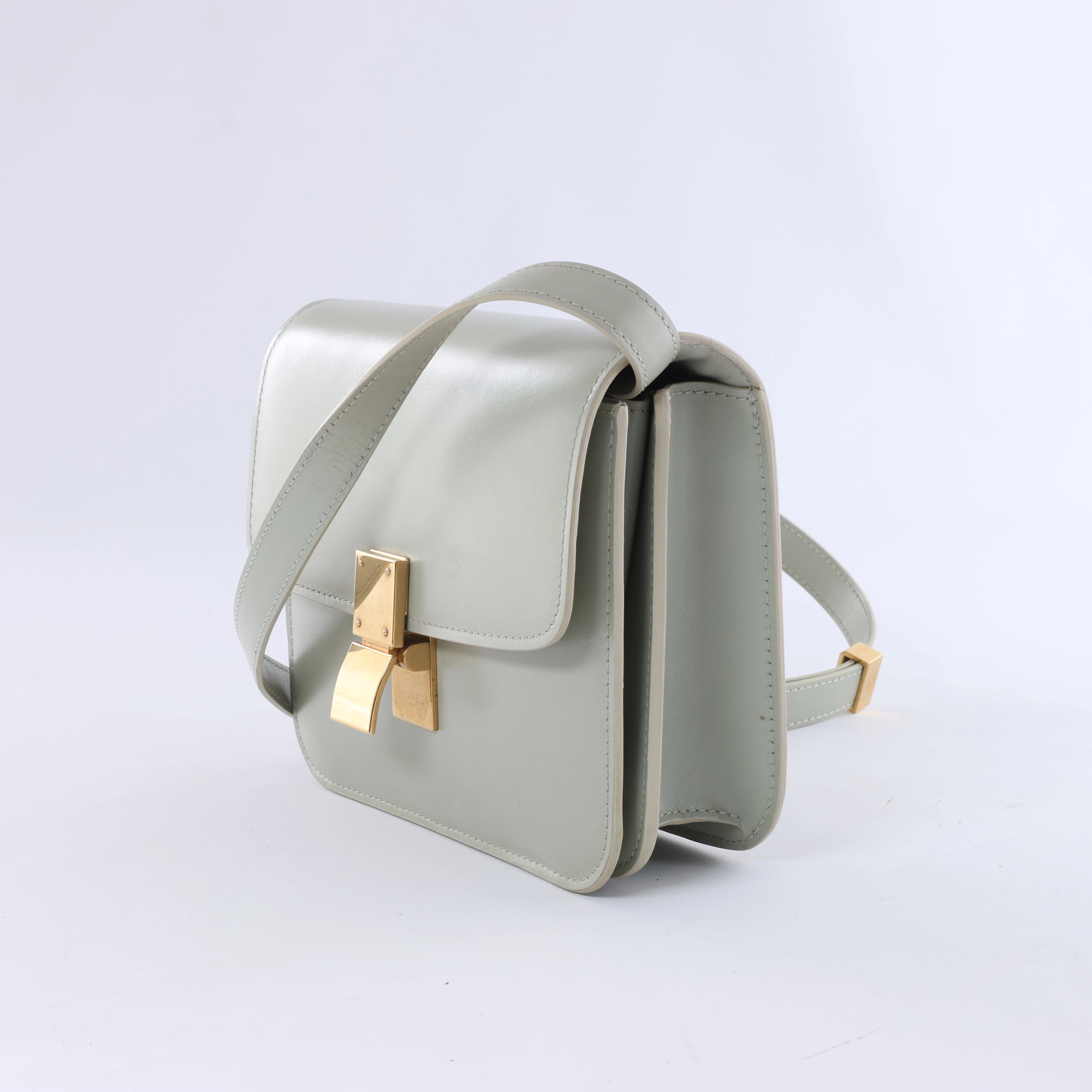 Celine Classic Box Small Leather Shoulder Bag in Green