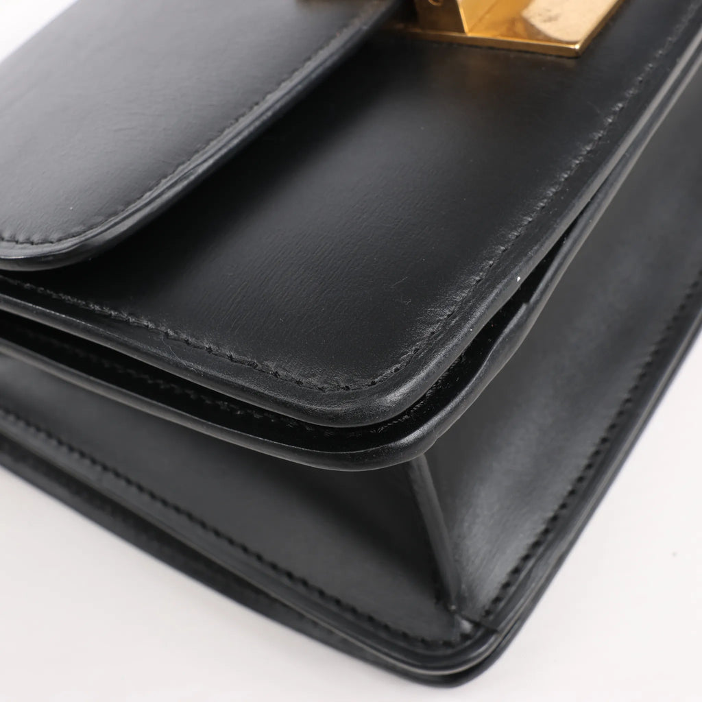 Celine Classic Box Small Leather Shoulder Bag in Black
