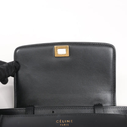 Celine Classic Box Small Leather Shoulder Bag in Black