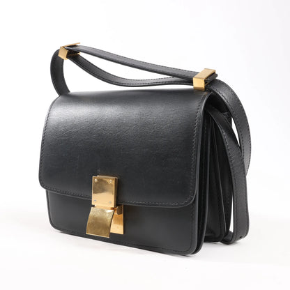 Celine Classic Box Small Leather Shoulder Bag in Black