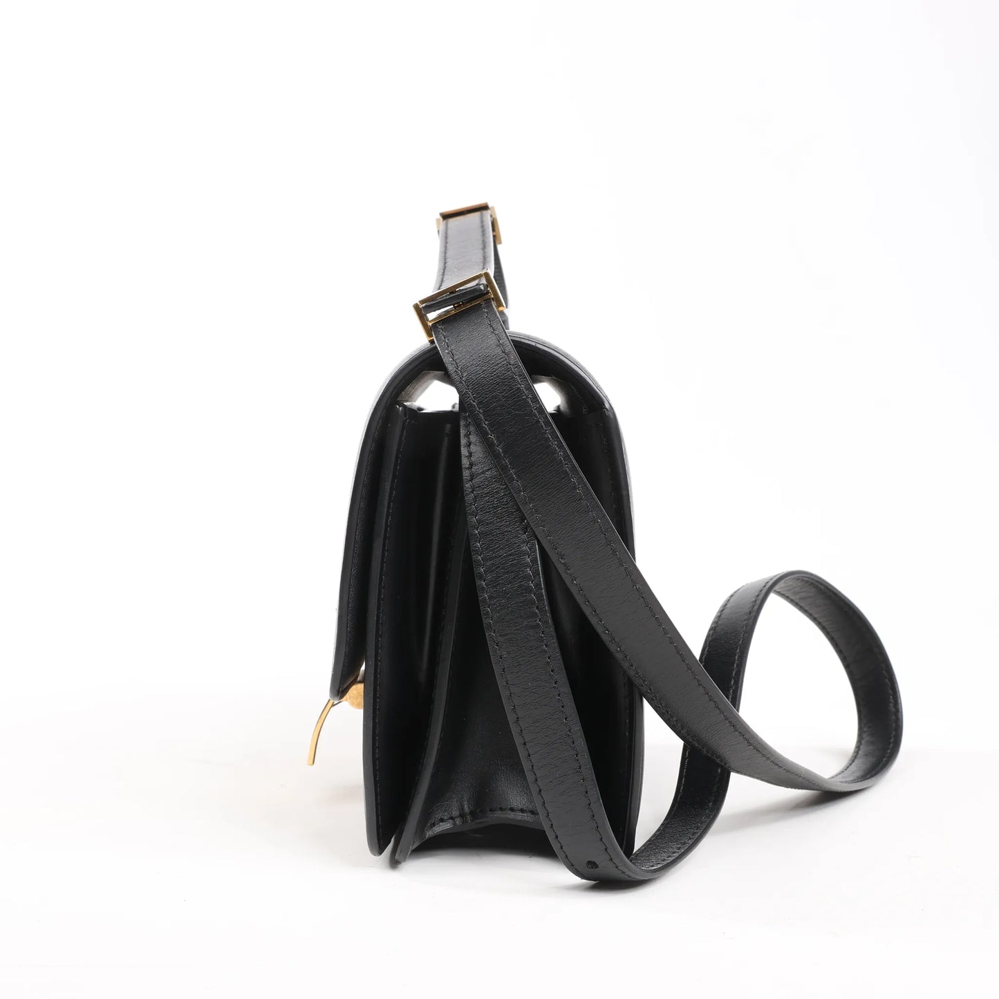 Celine Classic Box Small Leather Shoulder Bag in Black