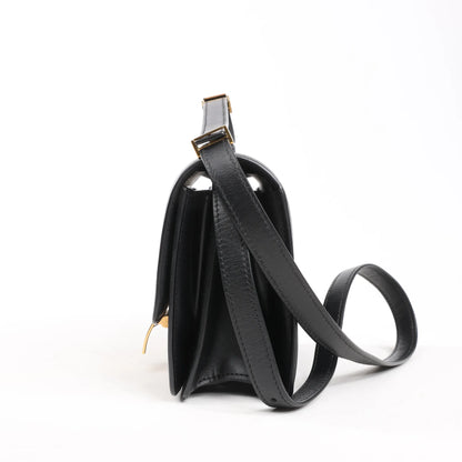Celine Classic Box Small Leather Shoulder Bag in Black