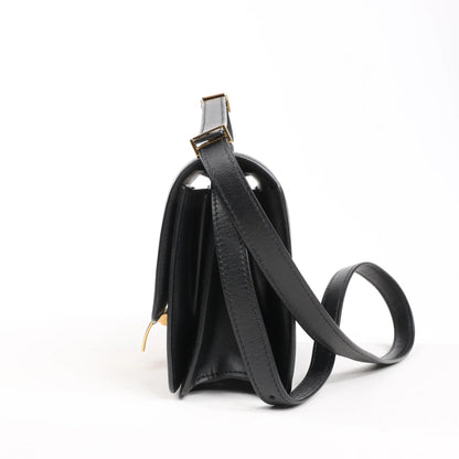 Celine Classic Box Small Leather Shoulder Bag in Black