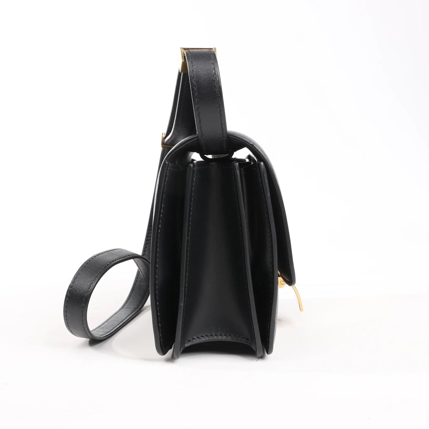 Celine Classic Box Small Leather Shoulder Bag in Black
