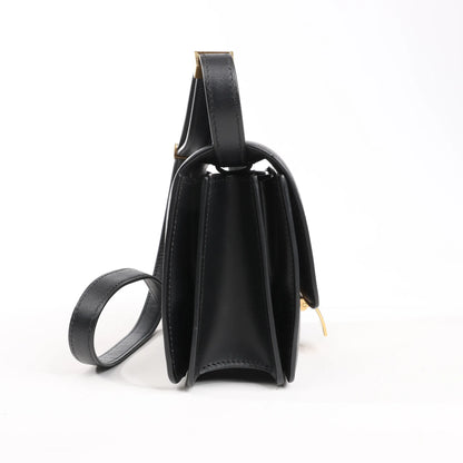 Celine Classic Box Small Leather Shoulder Bag in Black