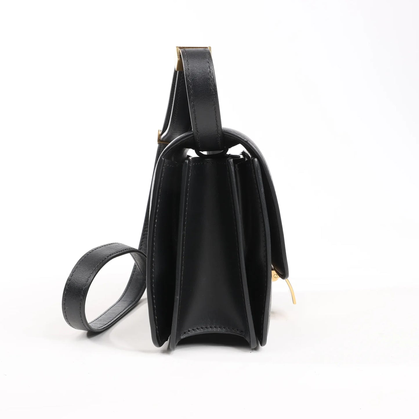 Celine Classic Box Small Leather Shoulder Bag in Black