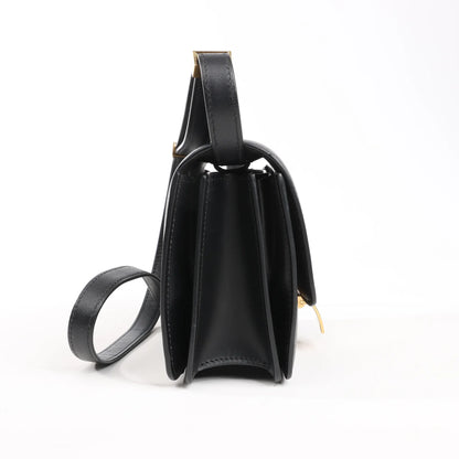 Celine Classic Box Small Leather Shoulder Bag in Black