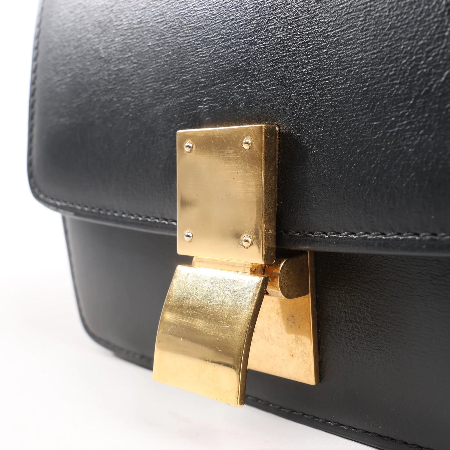 Celine Classic Box Small Leather Shoulder Bag in Black
