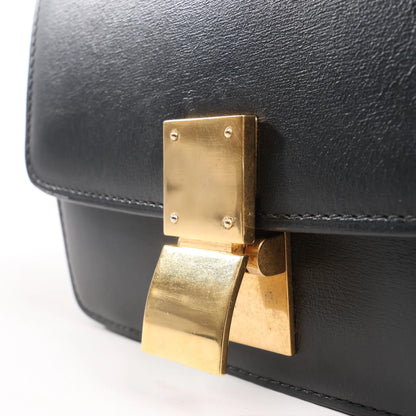 Celine Classic Box Small Leather Shoulder Bag in Black