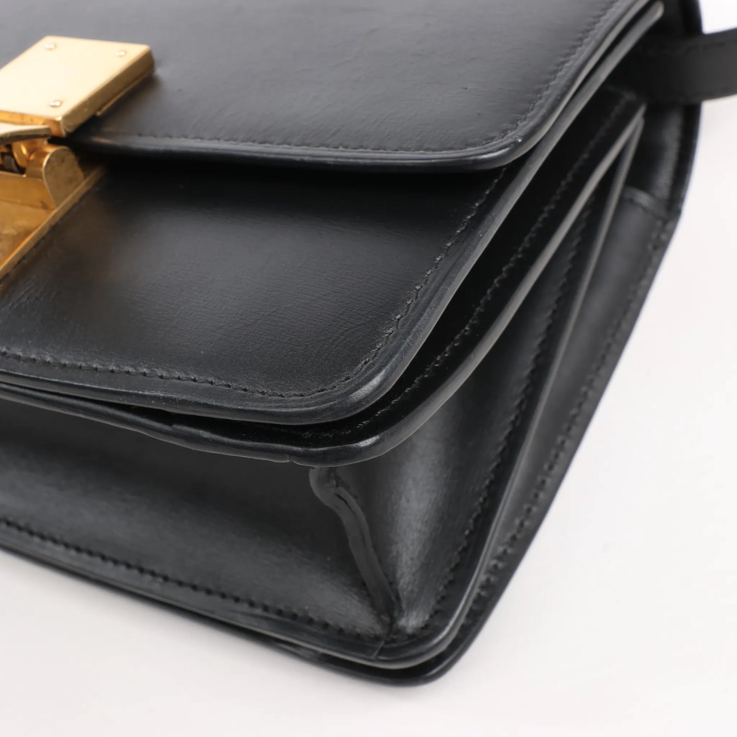Celine Classic Box Small Leather Shoulder Bag in Black