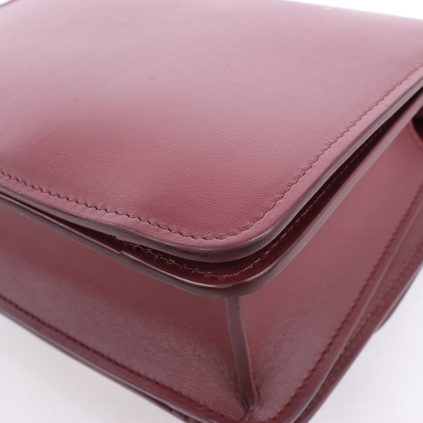 Celine Classic Box Small Leather Shoulder Bag in Burgundy