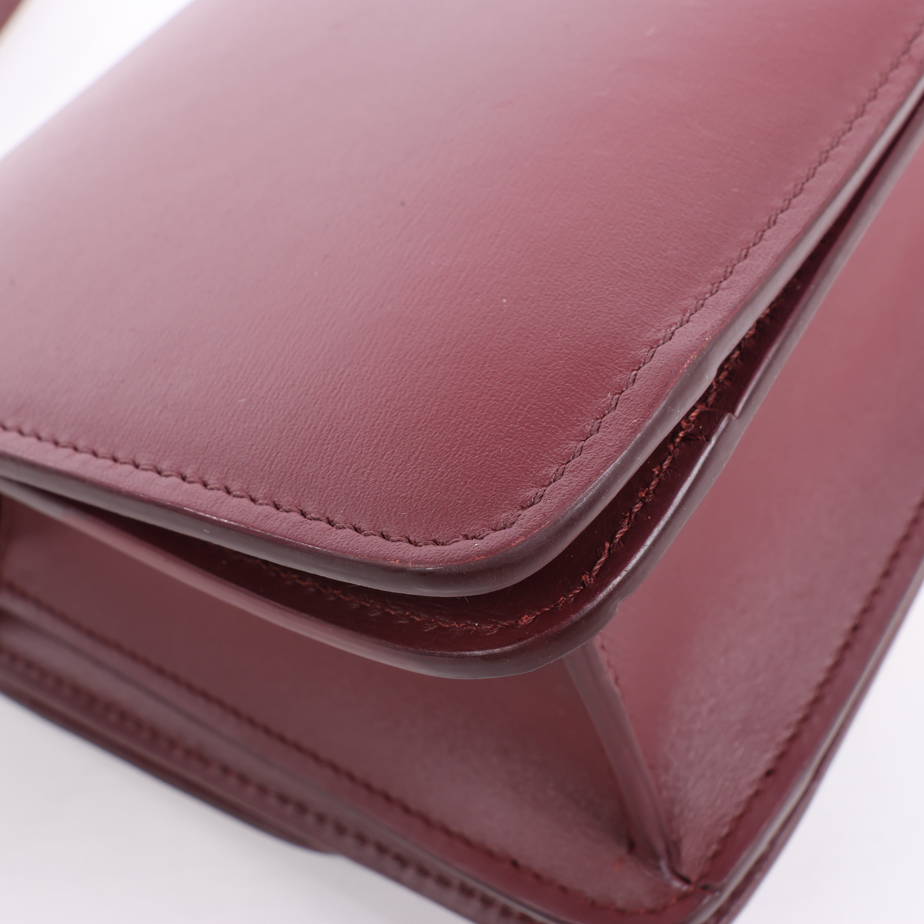 Celine Classic Box Small Leather Shoulder Bag in Burgundy