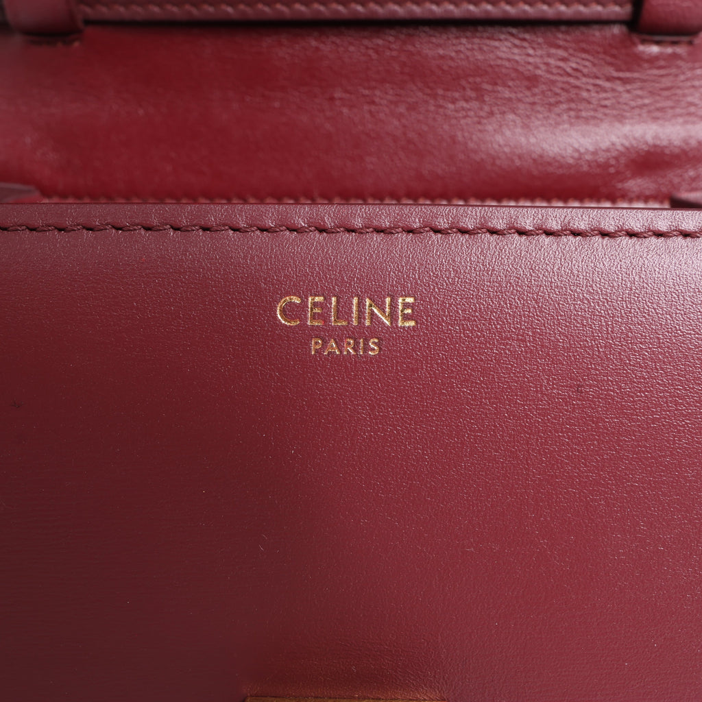 Bolso de hombro pequeño de piel Celine Classic Box en color burdeos