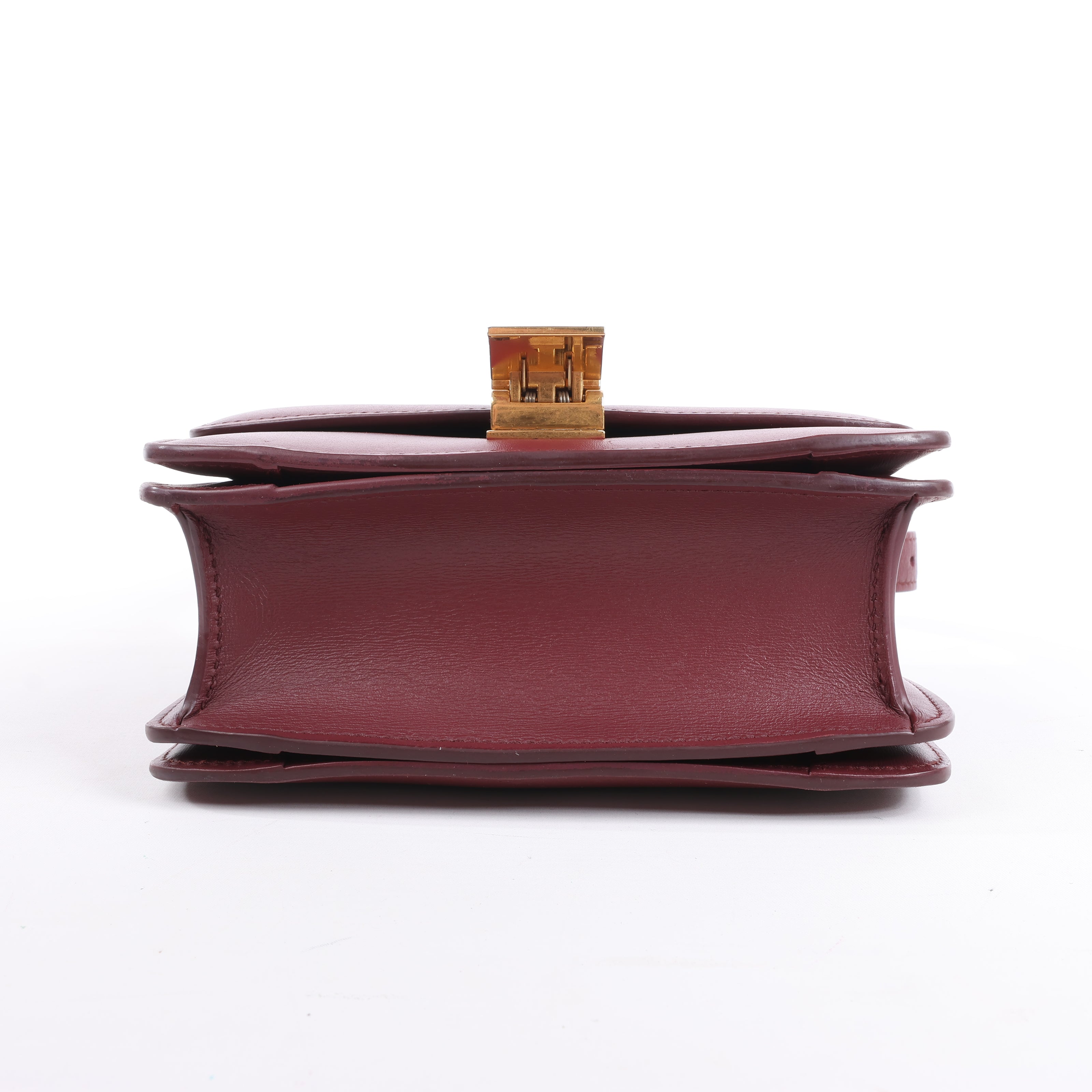 Bolso de hombro pequeño de piel Celine Classic Box en color burdeos