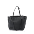 Celine Cabas Phantom Small black grained leather tote bag with long shoulder straps on white background
