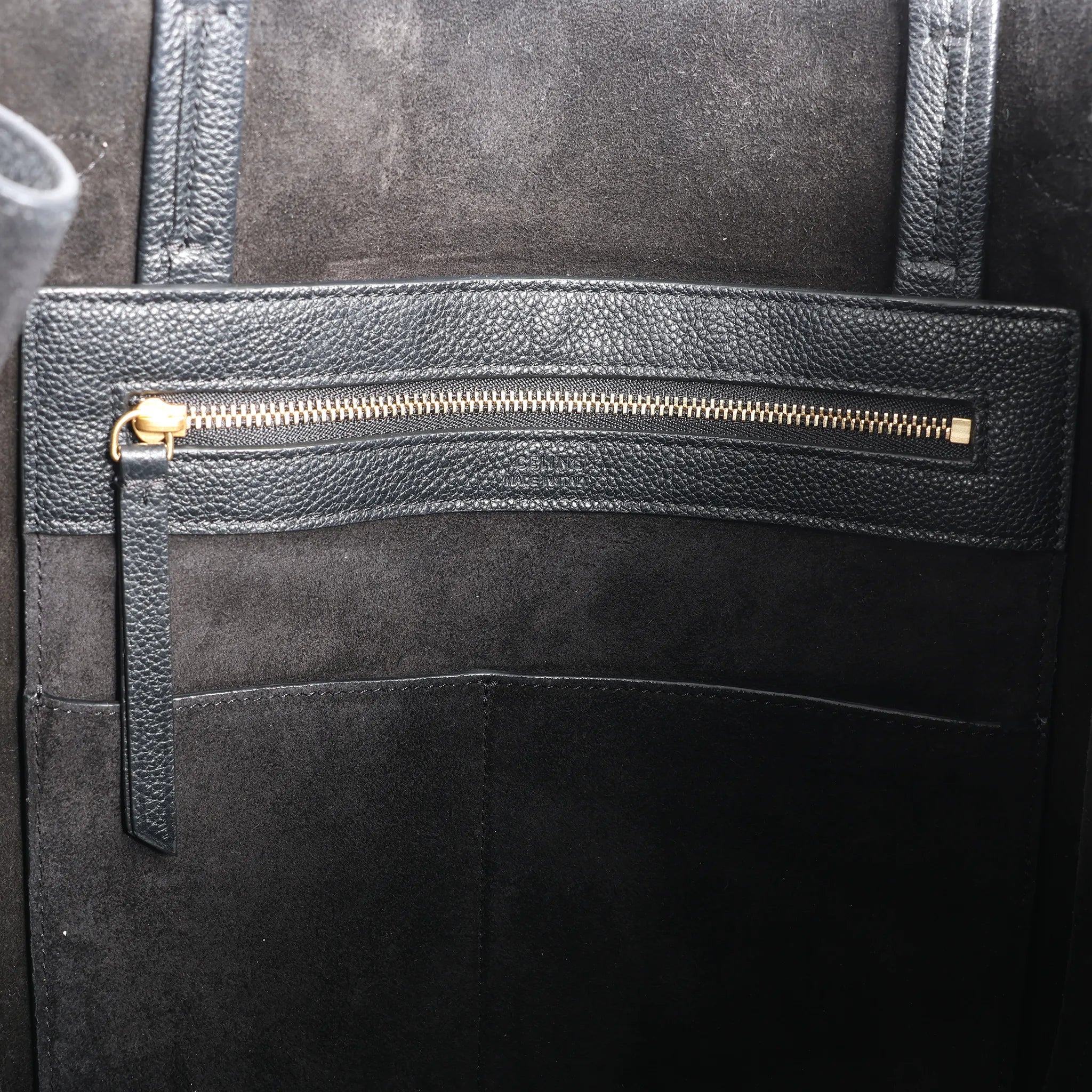 Celine Cabas Phantom Small Leather Shoulder Bag in Black