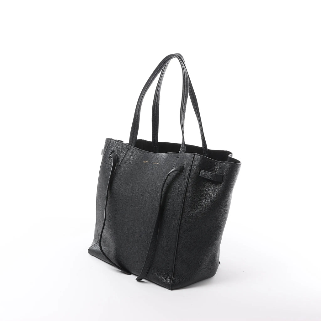 Celine Cabas Phantom Small Leather Shoulder Bag in Black
