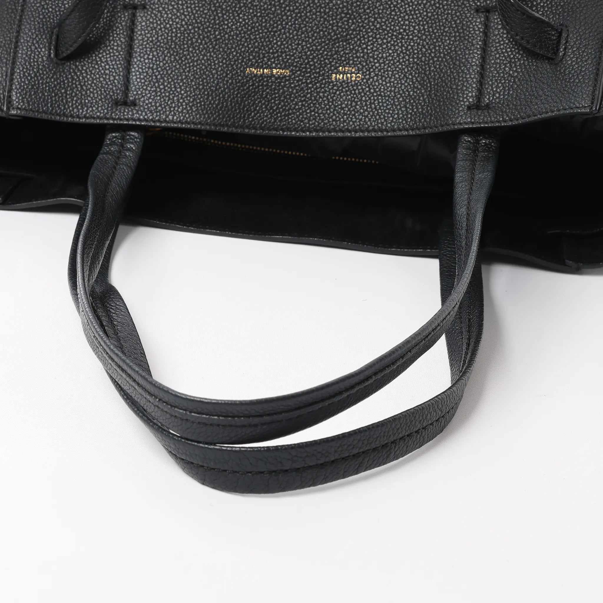 Celine Cabas Phantom Small Leather Shoulder Bag in Black