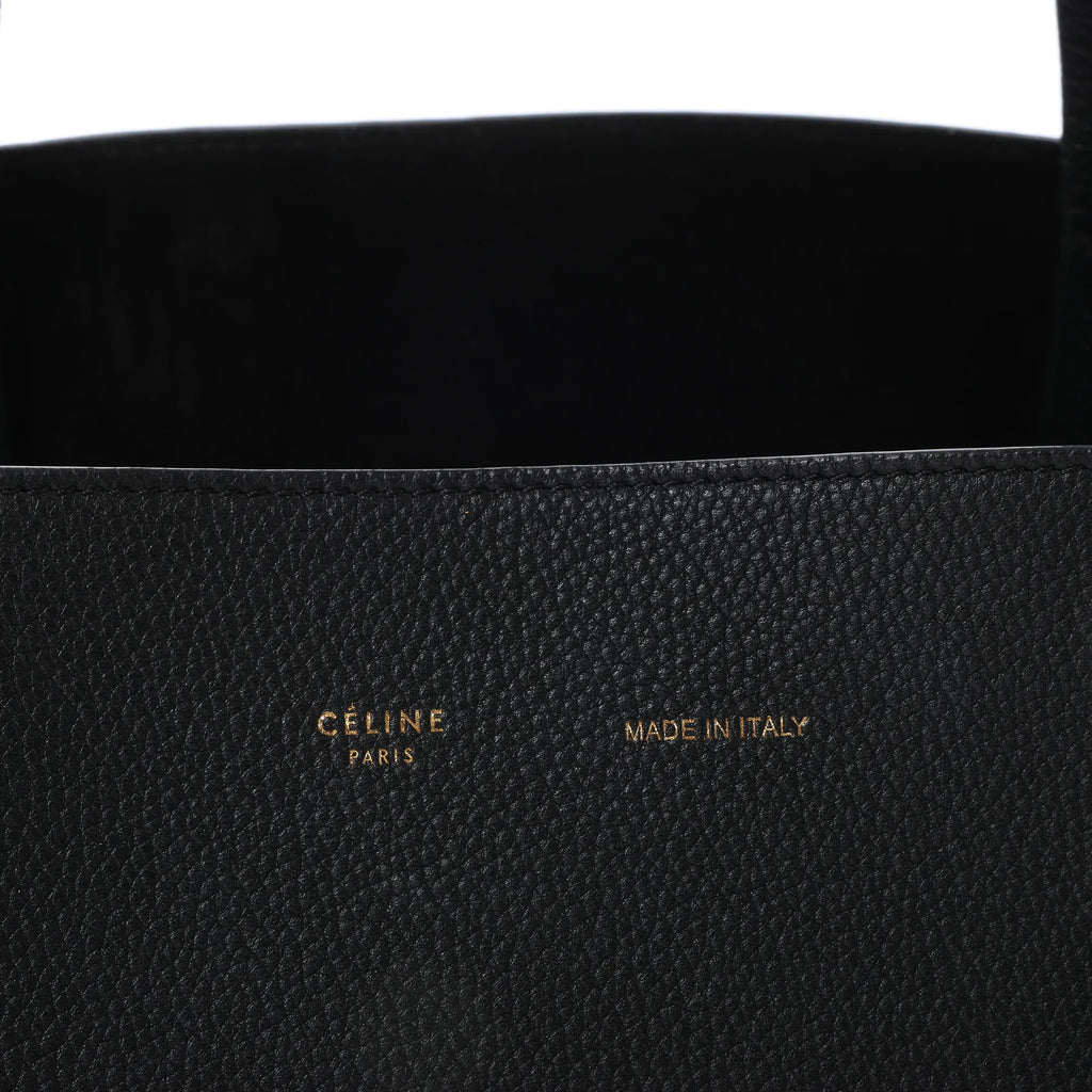 Celine Cabas Phantom Small Leather Shoulder Bag in Black