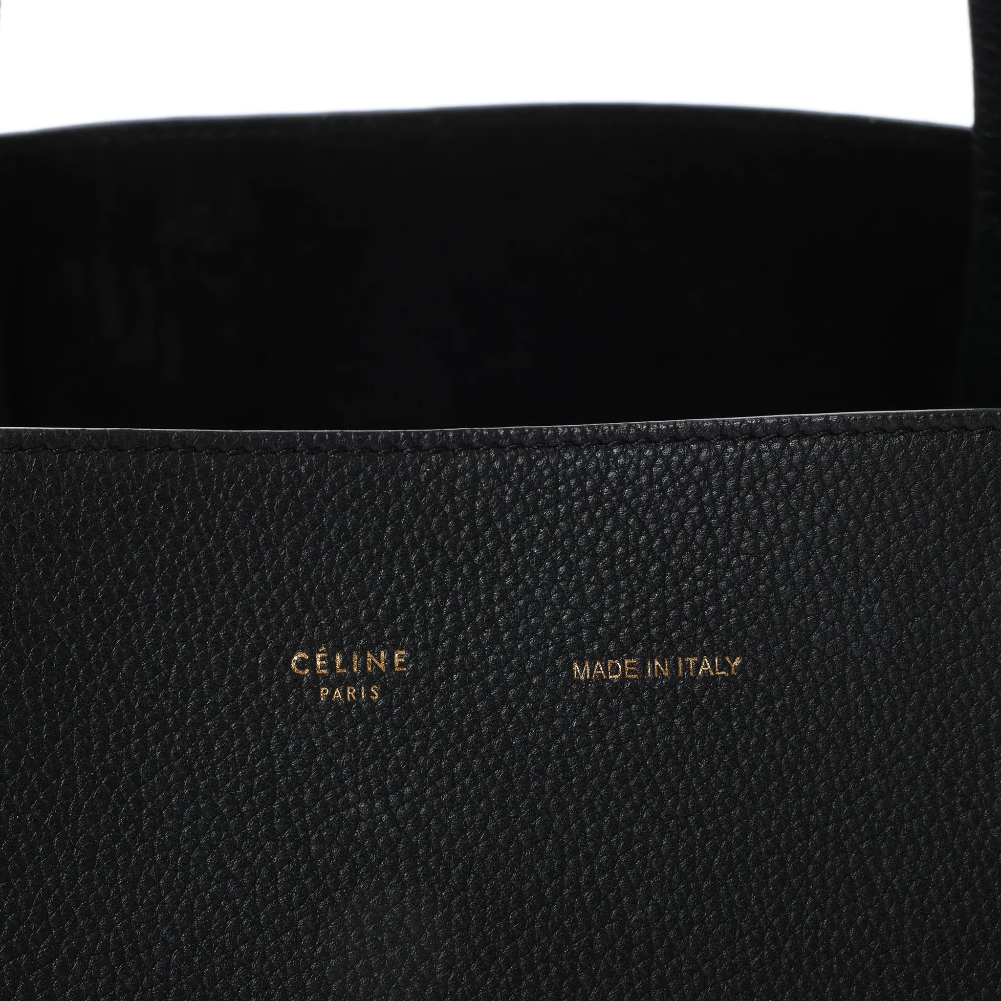 Celine Cabas Phantom Small Leather Shoulder Bag in Black