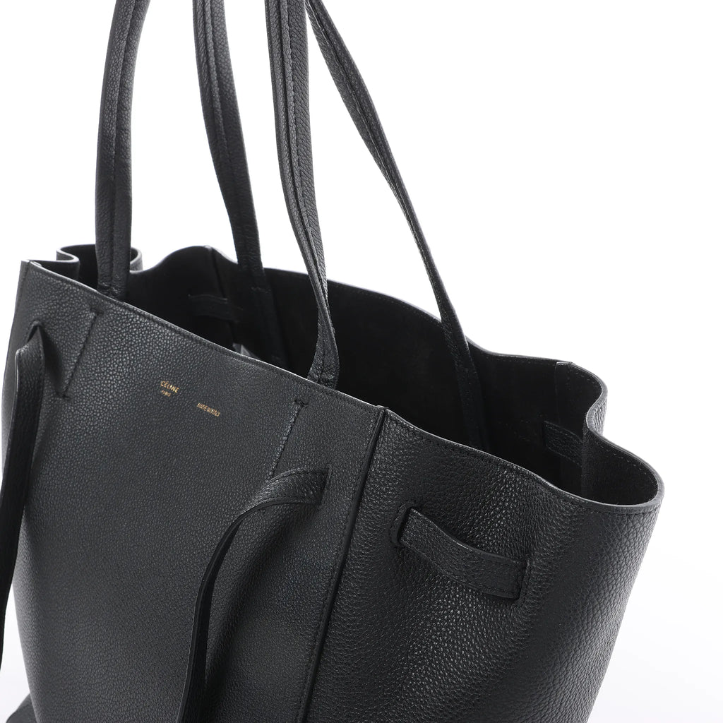 Celine Cabas Phantom Small Leather Shoulder Bag in Black