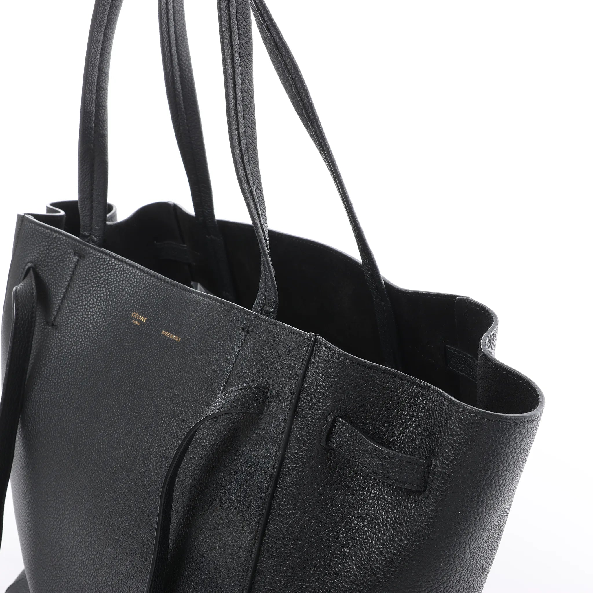 Celine Cabas Phantom Small Leather Shoulder Bag in Black