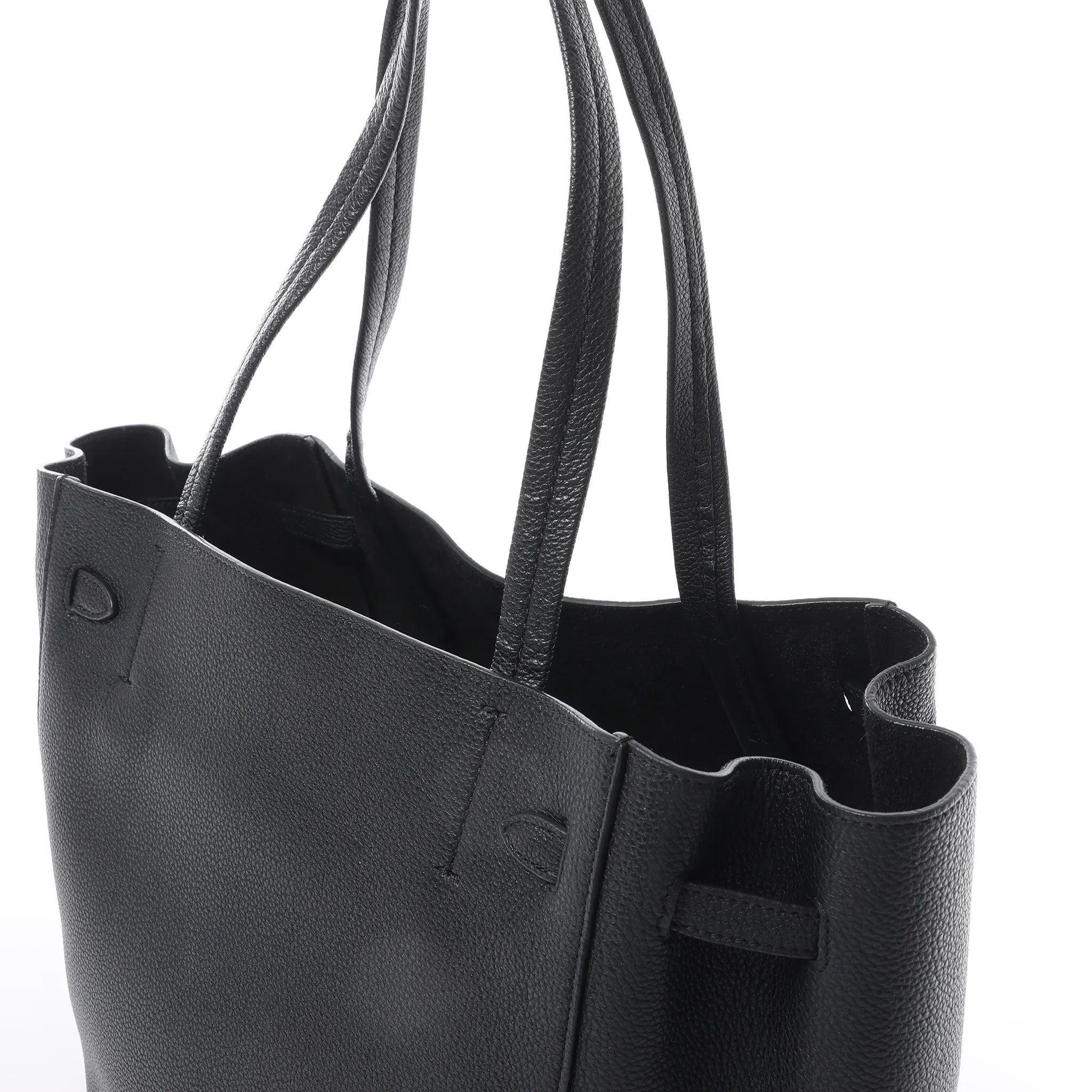 Celine Cabas Phantom Small Leather Shoulder Bag in Black