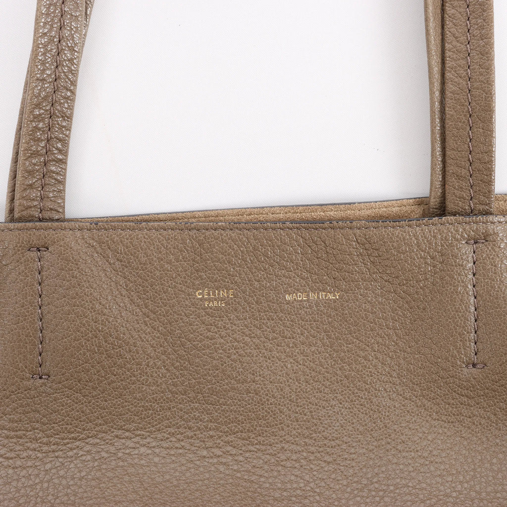 Celine Cabas Phantom Small Leather Shoulder Bag in Taupe