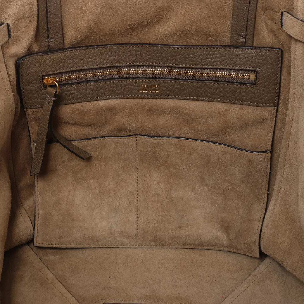 Celine Cabas Phantom Small Leather Shoulder Bag in Taupe