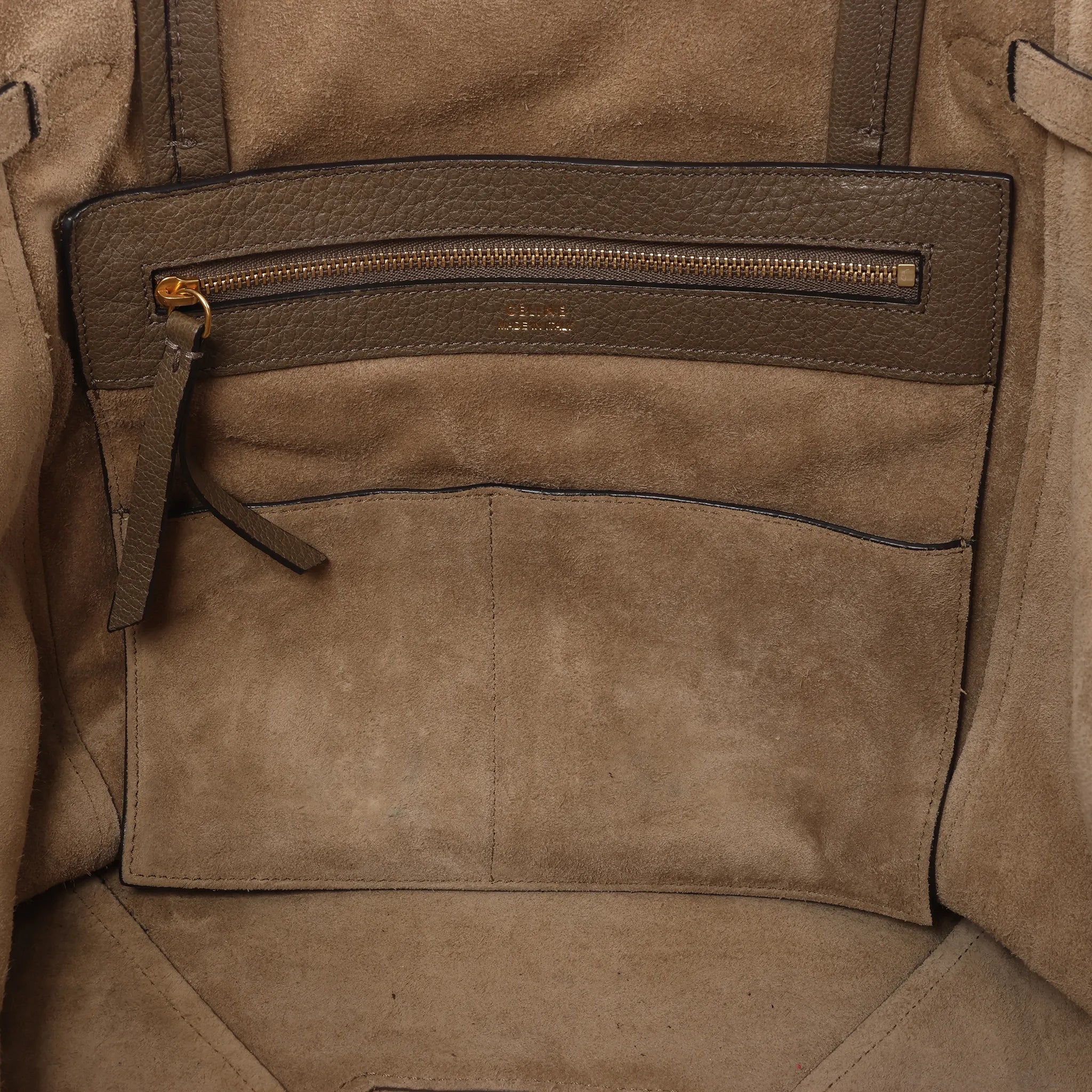 Celine Cabas Phantom Small Leather Shoulder Bag in Taupe