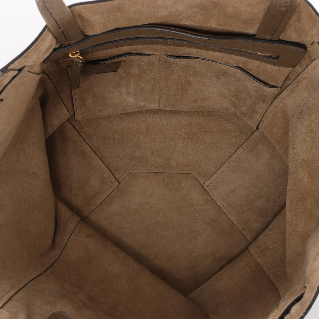 Celine Cabas Phantom Small Leather Shoulder Bag in Taupe