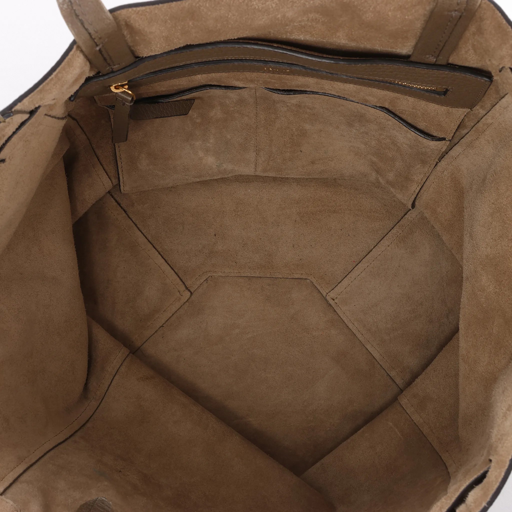 Celine Cabas Phantom Small Leather Shoulder Bag in Taupe