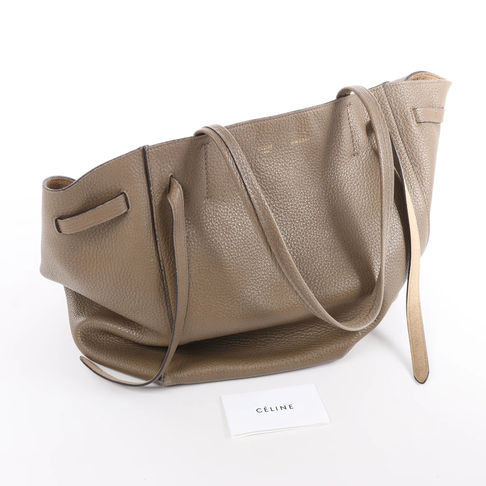 Celine Cabas Phantom Small Leather Shoulder Bag in Taupe
