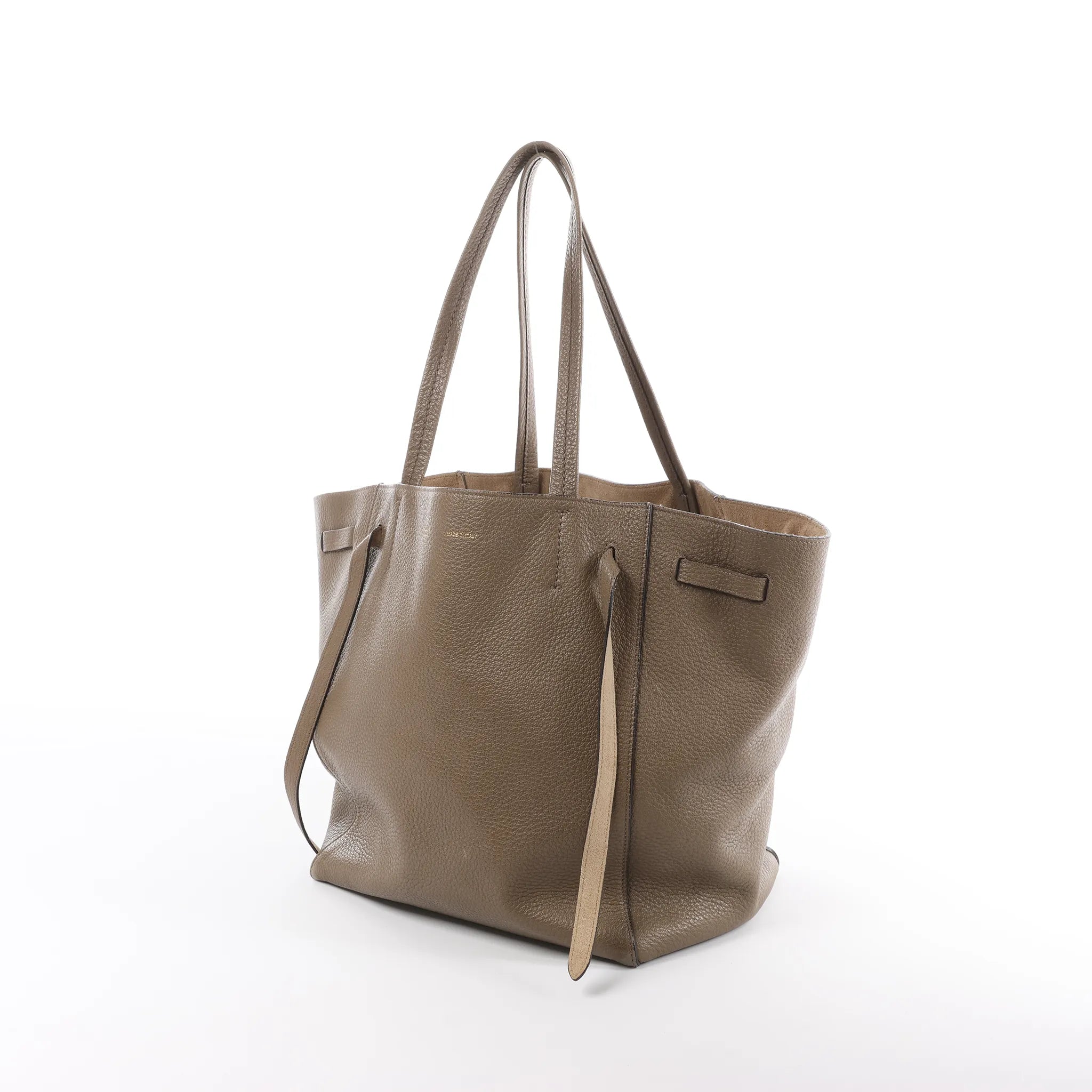 Celine Cabas Phantom Small Leather Shoulder Bag in Taupe