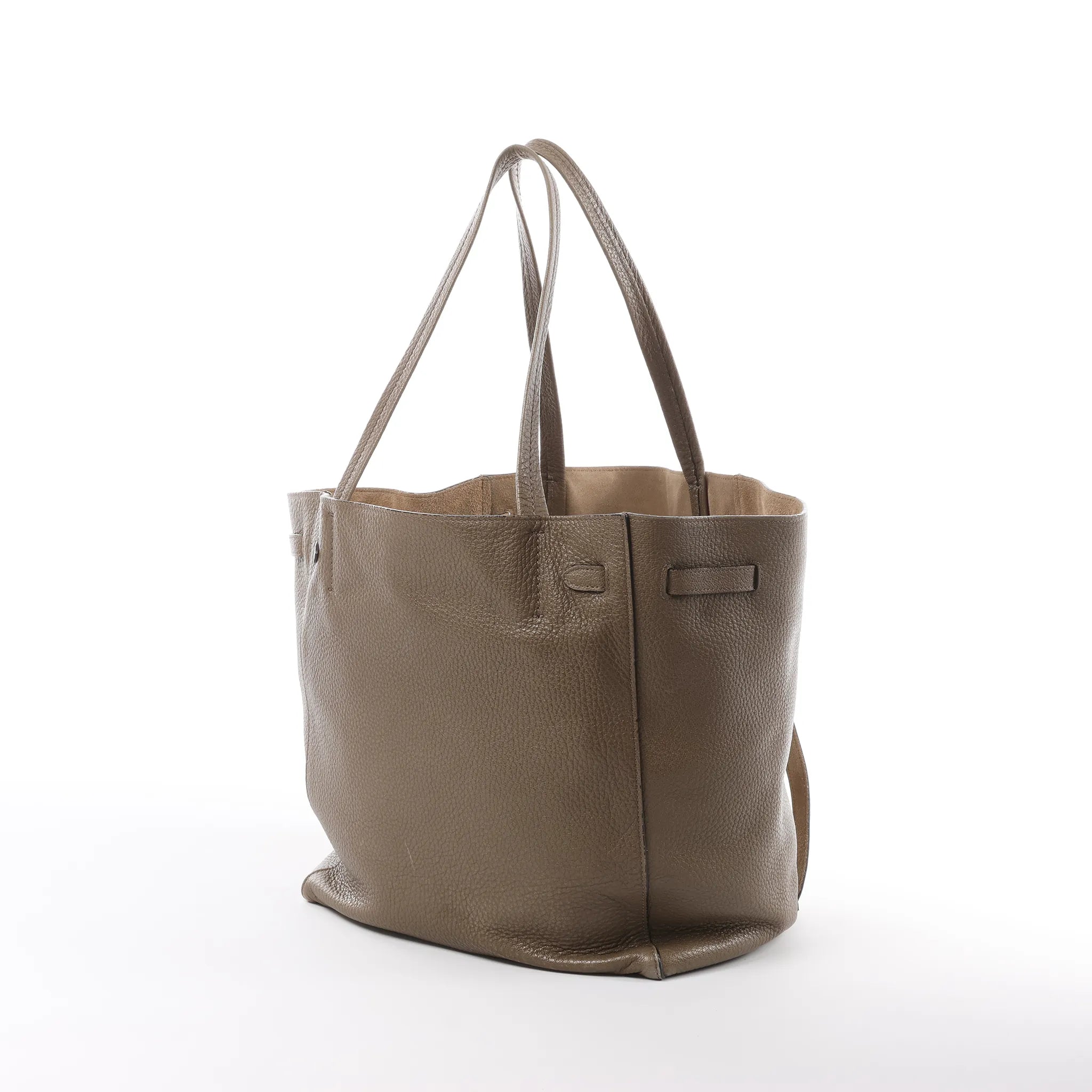 Celine Cabas Phantom Small Leather Shoulder Bag in Taupe
