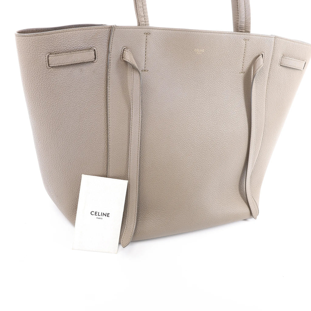 Celine Cabas Phantom Small Leather Shoulder Bag in Taupe