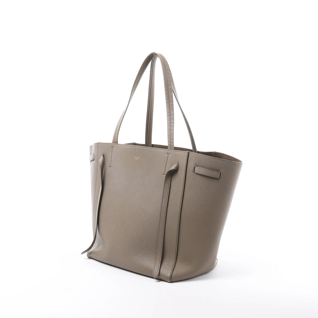 Celine Cabas Phantom Small Leather Shoulder Bag in Taupe