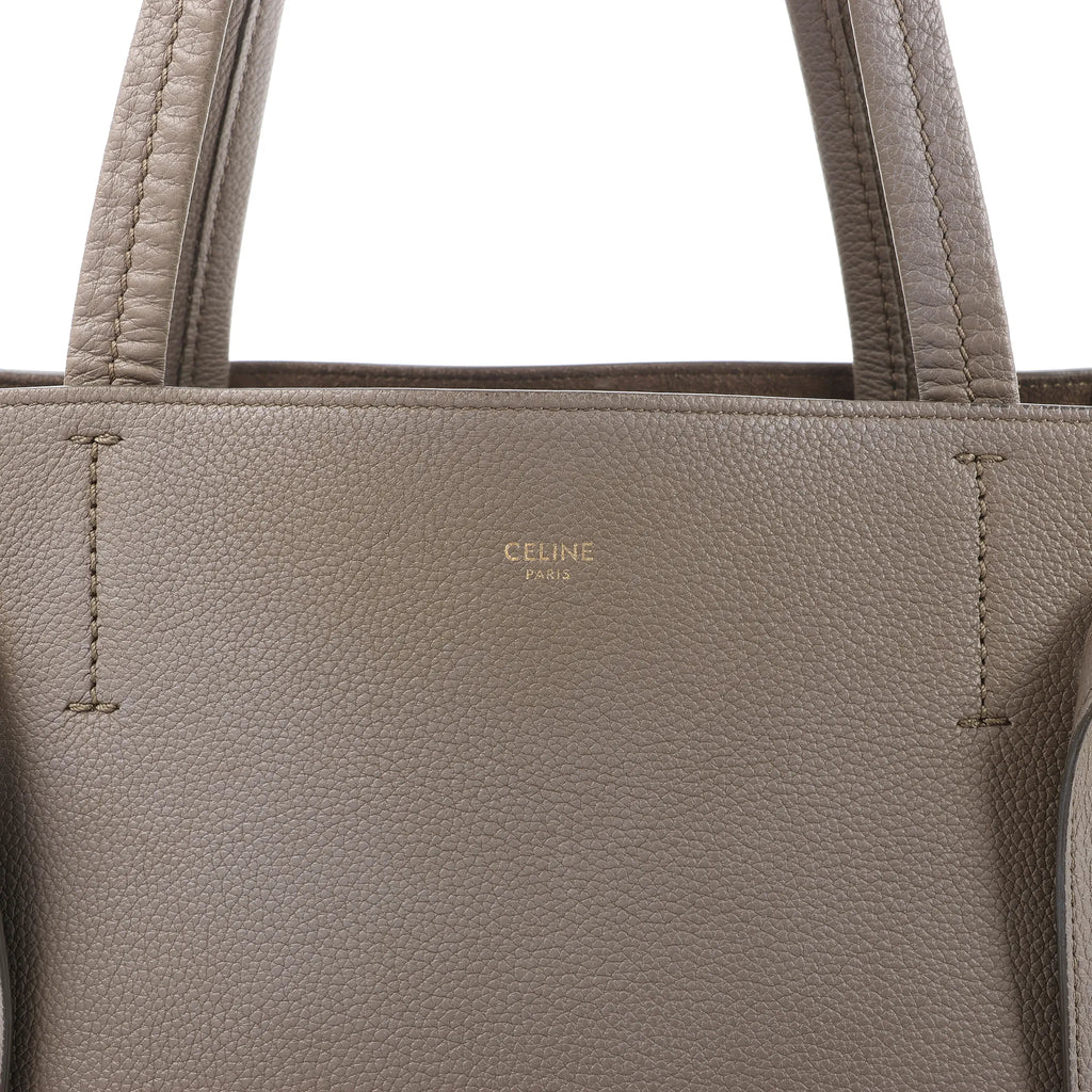 Celine Cabas Phantom Small Leather Shoulder Bag in Taupe
