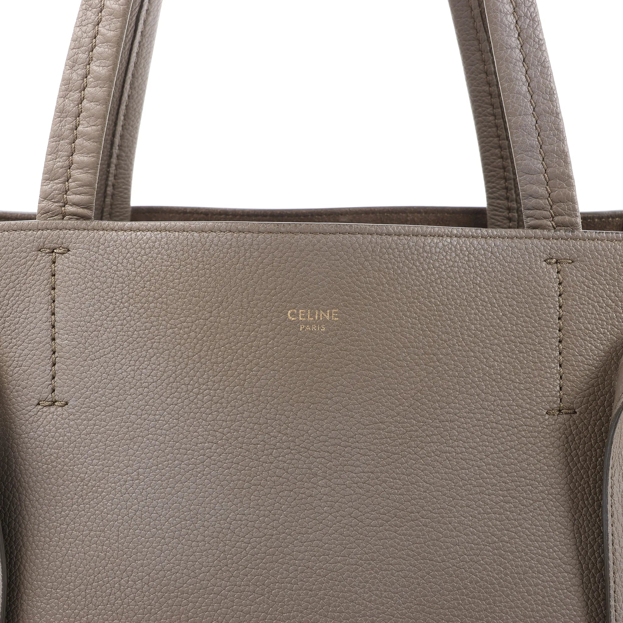 Celine Cabas Phantom Small Leather Shoulder Bag in Taupe